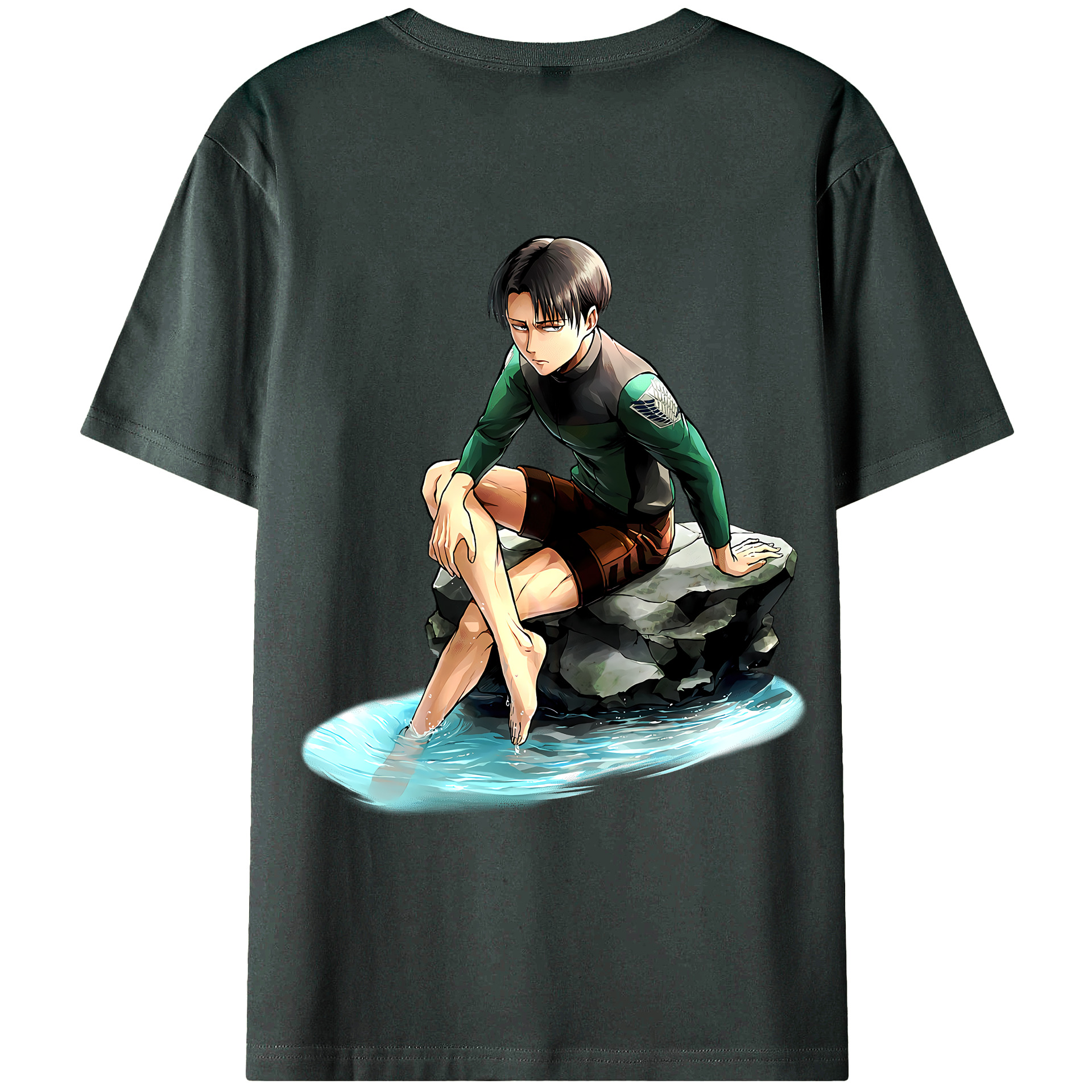 （画像用） 進撃の巨人 リヴァイ·アッカーマン Attack on Titan Levi Ackerman 綿100％ メンズ半袖Tシャツ（バックプリント） 通気性
